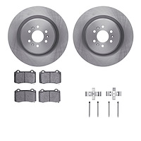6412-46019 Brake Rotors with Ultimate-Duty Brake Pads Kit & Hardware, 2004-2011 GM, Position: Rear