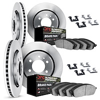 6414-92006 Brake Rotors with Ultimate-Duty Brake Pads Kit & Hardware, 2008-2014 Mitsubishi, Position: Front and Rear