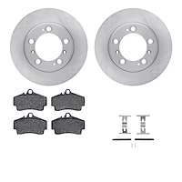6512-02058 Brake Rotors w/5000 Advanced Brake Pads Kit with Hardware, 1997-2004 Porsche, Position: Rear
