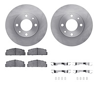 6512-07012 Brake Rotors w/5000 Advanced Brake Pads Kit with Hardware, 1966-1983 Mopar, Position: Rear