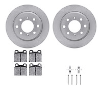 6512-16003 Brake Rotors w/5000 Advanced Brake Pads Kit with Hardware, 1964-1974 Alfa Romeo, Position: Rear