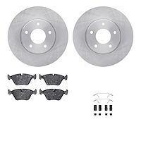 6512-20061 Brake Rotors w/5000 Advanced Brake Pads Kit with Hardware, 1998-2003 Jaguar, Position: Front