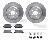 6512-26000 Brake Rotors w/5000 Advanced Brake Pads Kit with Hardware, Fits Select Tesla, Position: Rear