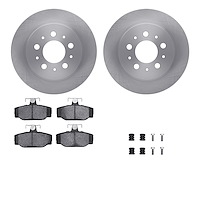 6512-27154 Brake Rotors w/5000 Advanced Brake Pads Kit with Hardware, 1988-1994 Volvo, Position: Rear