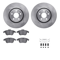6512-27285 Brake Rotors w/5000 Advanced Brake Pads Kit with Hardware, 2008-2015 Land Rover, Position: Front