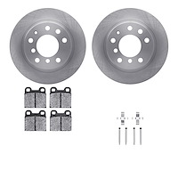 6512-31150 Brake Rotors w/5000 Advanced Brake Pads Kit with Hardware, 1969-1978 BMW, Position: Rear