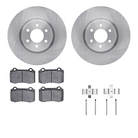 6512-40121 Brake Rotors w/5000 Advanced Brake Pads Kit with Hardware, 1992-2002 Mopar, Position: Front