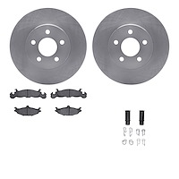 6512-40140 Brake Rotors w/5000 Advanced Brake Pads Kit with Hardware, 1984-1990 Mopar, Position: Front