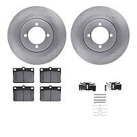 6512-43001 Brake Rotors w/5000 Advanced Brake Pads Kit with Hardware, 1974-1987 Multiple Makes/Models, Position: Front