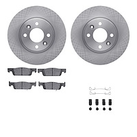 6512-63578 Brake Rotors w/5000 Advanced Brake Pads Kit with Hardware, 2016-2018 Smart, Position: Front
