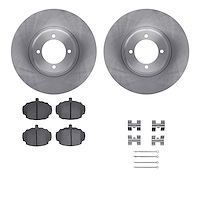 6512-64001 Brake Rotors w/5000 Advanced Brake Pads Kit with Hardware, 1962-1980 MG, Position: Front