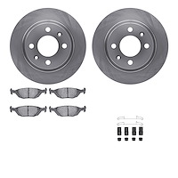 6512-65046 Brake Rotors w/5000 Advanced Brake Pads Kit with Hardware, 1986-1998 GM, Position: Rear