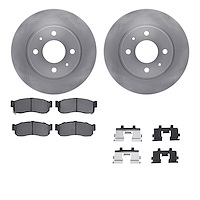 6512-67085 Brake Rotors w/5000 Advanced Brake Pads Kit with Hardware, 1986-1994 Infiniti/Nissan, Position: Front