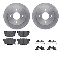 6512-67166 Brake Rotors w/5000 Advanced Brake Pads Kit with Hardware, 1982-1988 Infiniti/Nissan, Position: Rear
