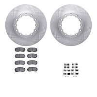 6512-72320 Brake Rotors w/5000 Advanced Brake Pads Kit with Hardware, 2010-2011 Freightliner, Position: Rear