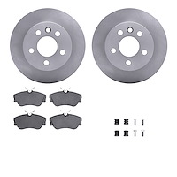 6512-74406 Brake Rotors w/5000 Advanced Brake Pads Kit with Hardware, 1992-1995 Audi/Volkswagen, Position: Front