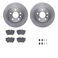 6512-74418 Brake Rotors w/5000 Advanced Brake Pads Kit with Hardware, 1996-1997 Audi/Volkswagen, Position: Rear