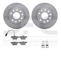6512-74488 Brake Rotors w/5000 Advanced Brake Pads Kit with Hardware, Fits Select Audi/Volkswagen, Position: Rear