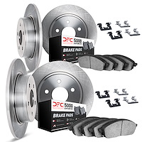 6514-31117 Brake Rotors w/5000 Advanced Brake Pads Kit with Hardware, 1976-1976 BMW, Position: Front and Rear