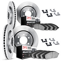 6514-48026 Brake Rotors w/5000 Advanced Brake Pads Kit with Hardware, 2007-2008 GM, Position: Front and Rear