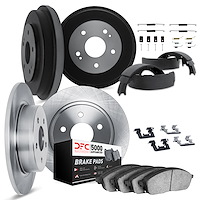 6514-74282 Brake Rotors w/5000 Advanced Brake Pads/Drums/Shoes & Hardware Kit, 1973-1978 Audi/Volkswagen, Position: Front and Re