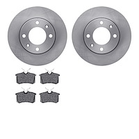 6602-28003 Brake Rotors w/5000 Euro Ceramic Brake Pads, 1989-1991 Peugeot, Position: Rear