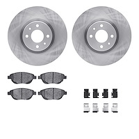 6612-07015 Brake Rotors w/5000 Euro Ceramic Brake Pads Kit with Hardware, 2012-2019 Mopar, Position: Front