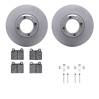 6612-16015 Brake Rotors w/5000 Euro Ceramic Brake Pads Kit with Hardware, 1969-1974 Alfa Romeo, Position: Front
