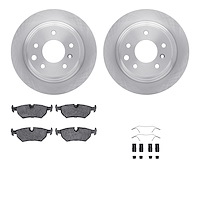 6612-20015 Brake Rotors w/5000 Euro Ceramic Brake Pads Kit with Hardware, 1990-1995 Jaguar, Position: Rear