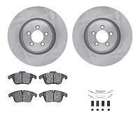 6612-20066 Brake Rotors w/5000 Euro Ceramic Brake Pads Kit with Hardware, 2013-2015 Jaguar, Position: Front