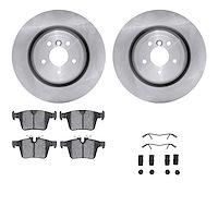 6612-20107 Brake Rotors w/5000 Euro Ceramic Brake Pads Kit with Hardware, Fits Select Jaguar, Position: Rear