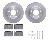 6612-27035 Brake Rotors w/5000 Euro Ceramic Brake Pads Kit with Hardware, 1976-1993 Volvo, Position: Front