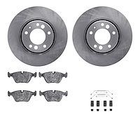 6612-31127 Brake Rotors w/5000 Euro Ceramic Brake Pads Kit with Hardware, 1991-1993 BMW, Position: Front