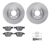 6612-31234 Brake Rotors w/5000 Euro Ceramic Brake Pads Kit with Hardware, 2004-2010 BMW, Position: Front