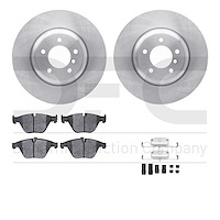 6612-31239 Brake Rotors w/5000 Euro Ceramic Brake Pads Kit with Hardware, 2004-2010 BMW, Position: Front