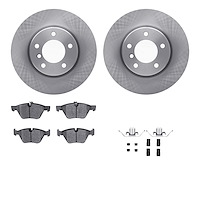 6612-31247 Brake Rotors w/5000 Euro Ceramic Brake Pads Kit with Hardware, 2004-2010 BMW, Position: Front