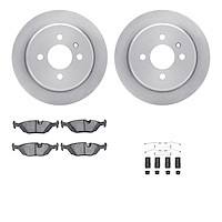 6612-31496 Brake Rotors w/5000 Euro Ceramic Brake Pads Kit with Hardware, 1988-1990 BMW, Position: Rear