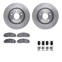 6612-40017 Brake Rotors w/5000 Euro Ceramic Brake Pads Kit with Hardware, Fits Select Multiple Makes/Models, Position: Front