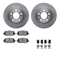 6612-42037 Brake Rotors w/5000 Euro Ceramic Brake Pads Kit with Hardware, Fits Select Mopar, Position: Rear