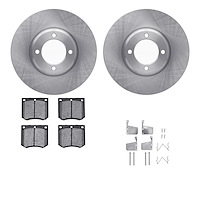 6612-56018 Brake Rotors w/5000 Euro Ceramic Brake Pads Kit with Hardware, 1970-1977 Ford/Lincoln/Mercury/Mazda, Position: Front
