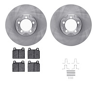 6612-63011 Brake Rotors w/5000 Euro Ceramic Brake Pads Kit with Hardware, 1963-1967 Mercedes-Benz, Position: Front