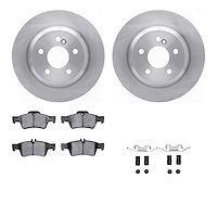 6612-63290 Brake Rotors w/5000 Euro Ceramic Brake Pads Kit with Hardware, 2003-2017 Mercedes-Benz, Position: Rear