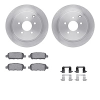 6612-67047 Brake Rotors w/5000 Euro Ceramic Brake Pads Kit with Hardware, Fits Select Infiniti/Nissan, Position: Rear