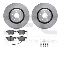 6612-73205 Brake Rotors w/5000 Euro Ceramic Brake Pads Kit with Hardware, 2008-2011 Audi/Volkswagen, Position: Front