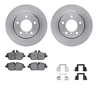 6612-92011 Brake Rotors w/5000 Euro Ceramic Brake Pads Kit with Hardware, 2006-2007 BMW, Position: Front