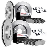 6614-12828 Brake Rotors w/5000 Euro Ceramic Brake Pads Kit with Hardware, 2017-2019 Volvo, Position: Front and Rear