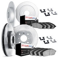 6614-65000 Brake Rotors w/5000 Euro Ceramic Brake Pads Kit with Hardware, 1988-1998 GM, Position: Front and Rear