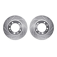 7002-02010 Drilled/Slotted Brake Rotors [Silver], 1986-1991 Porsche, Position: Front