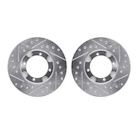7002-03007 Drilled/Slotted Brake Rotors [Silver], 1987-1999 Multiple Makes/Models, Position: Front