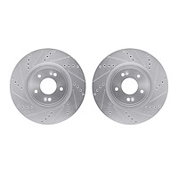 7002-03017 Drilled/Slotted Brake Rotors [Silver], 2010-2016 Kia/Hyundai/Genesis, Position: Front